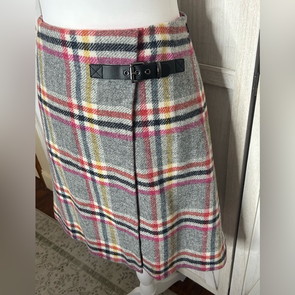 Boden Faye Tweed Kilt Skirt 100% wool plaid pattern side buckle EUC Sz 12 preppy - Picture 2 of 10